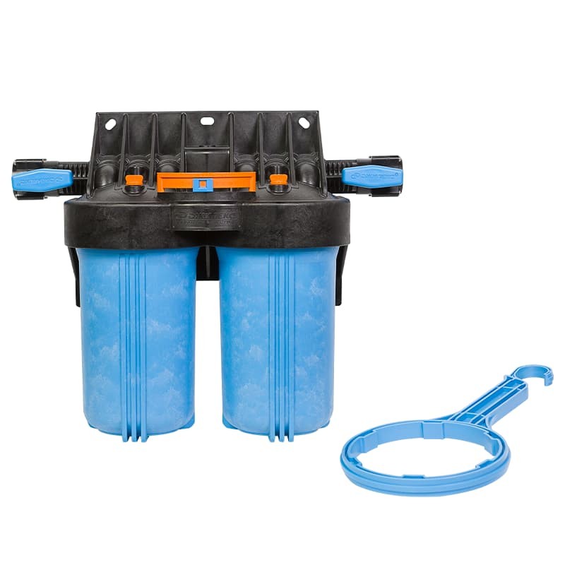 Корпус для картриджных фильтров Джилекс 1 М 10” Т2 двухступенчатый с тыльным/торцевым подключением, арт. 9057