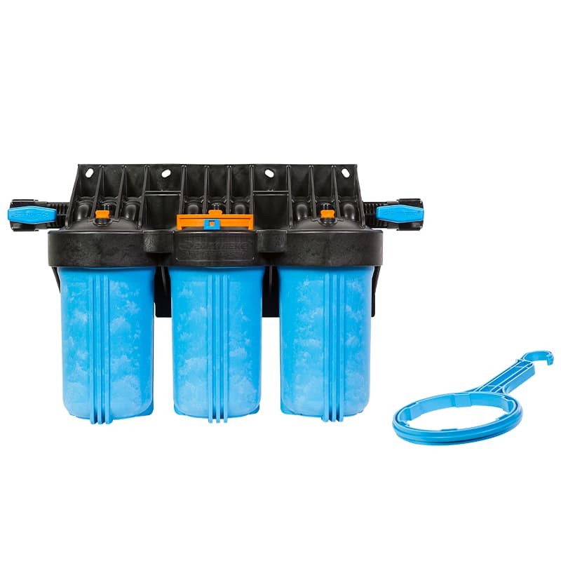 Корпус для картриджных фильтров Джилекс 1 М 10” Т3 трехступенчатый с тыльным/торцевым подключением, арт. 9058