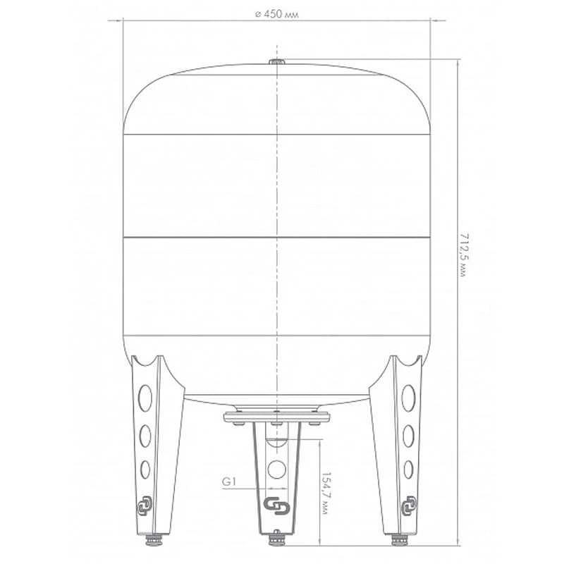 Гидроаккумулятор Джилекс В 80 вертикальный с фланцем из оцинкованной стали, арт. 7081