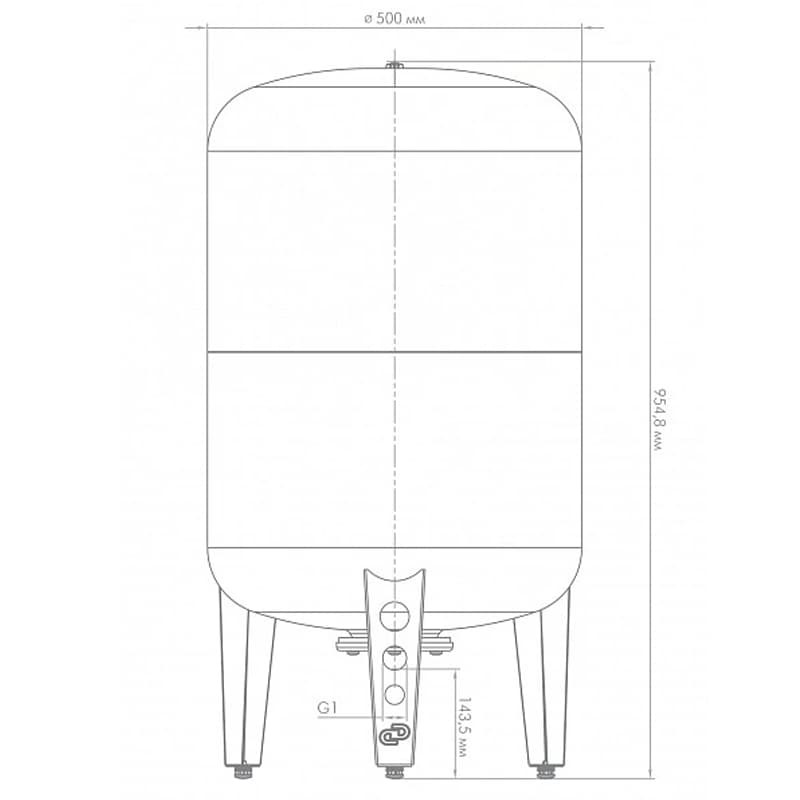 Гидроаккумулятор Джилекс В 150 вертикальный с фланцем из оцинкованной стали, арт. 7151