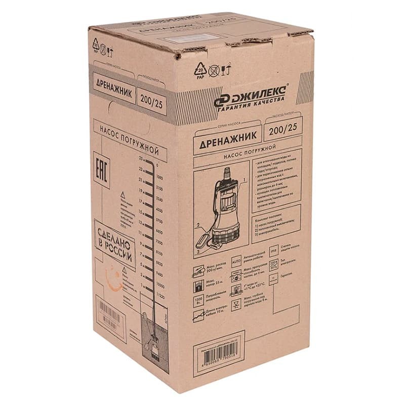 Погружной дренажный насос Джилекс ДРЕНАЖНИК 200/25, арт. 5152