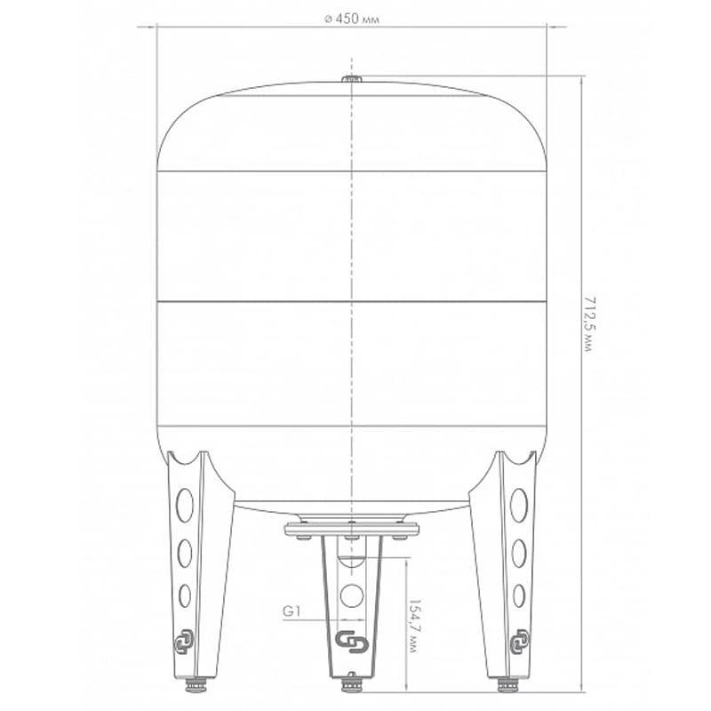 Гидроаккумулятор Джилекс В 80 вертикальный с фланцем из оцинкованной стали, арт. 7109