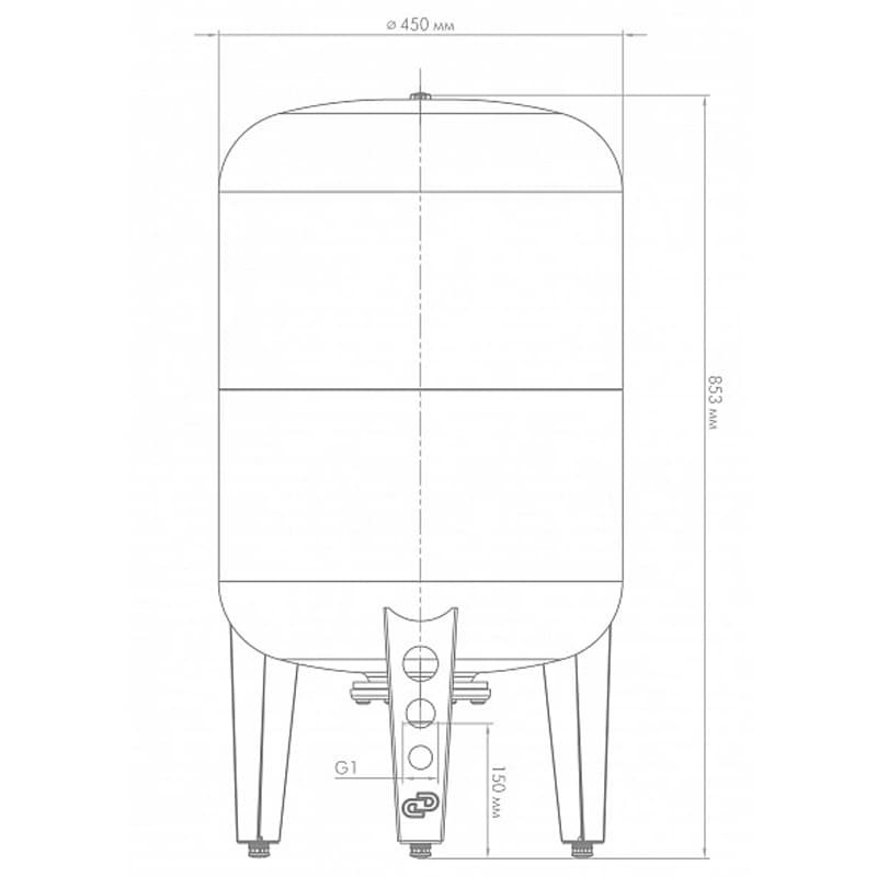 Гидроаккумулятор Джилекс В 100 вертикальный с фланцем из оцинкованной стали, арт. 7110
