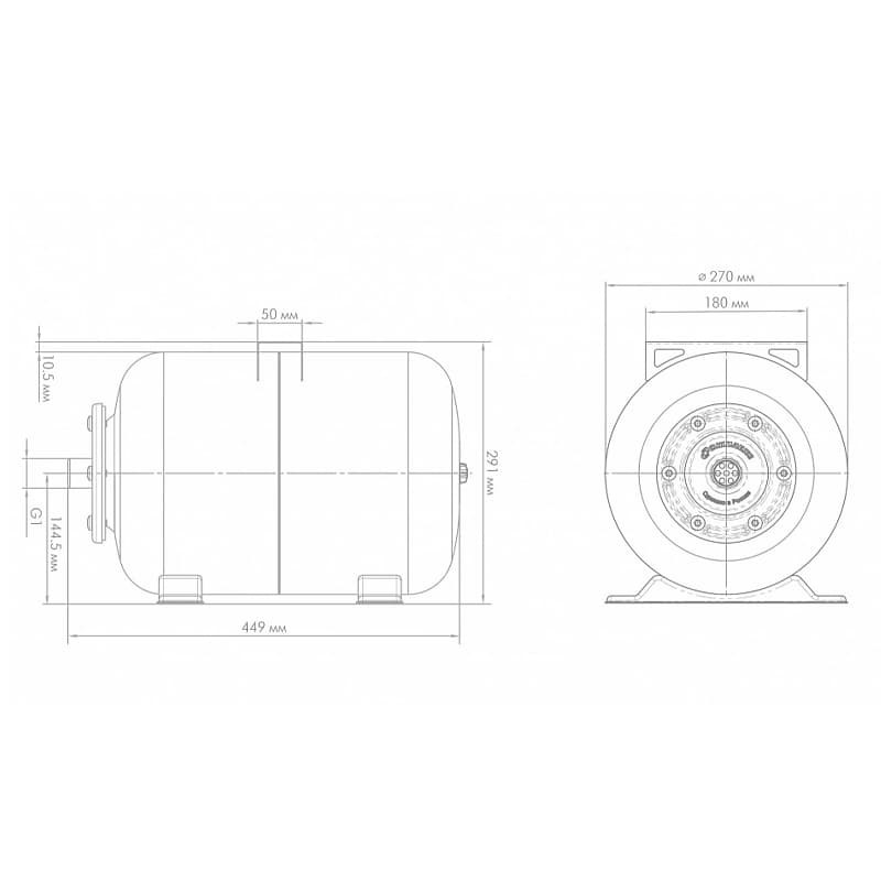 Гидроаккумулятор Джилекс ГПк 24 горизонтальный с комбинированным фланцем, арт. 7027
