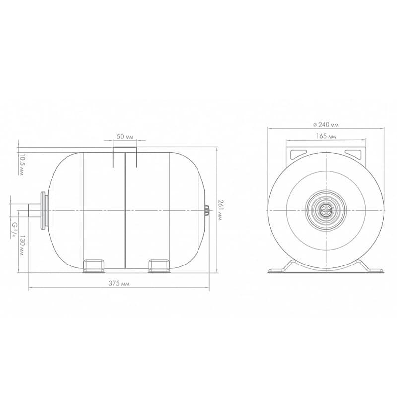 Гидроаккумулятор Джилекс Г 14 горизонтальный с фланцем из оцинкованной стали, арт. 7014