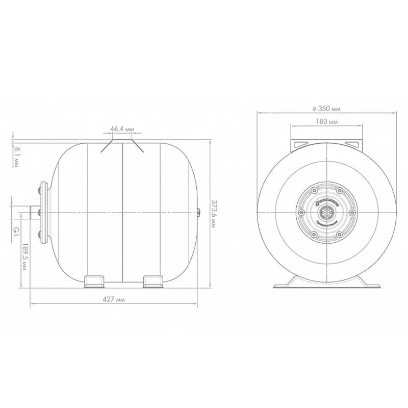 Гидроаккумулятор Джилекс Г 35 горизонтальный с фланцем из оцинкованной стали, арт. 7030