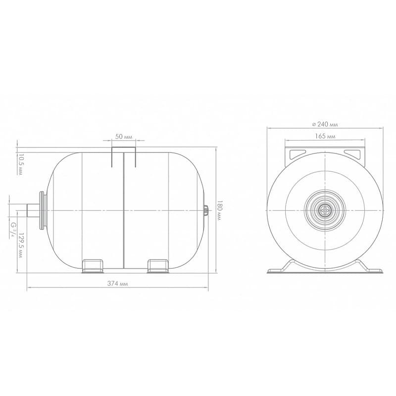 Гидроаккумулятор Джилекс ГП 14 горизонтальный с пластиковым фланцем, арт. 7015