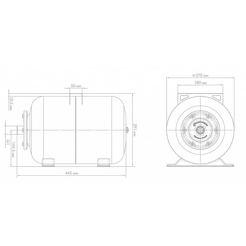 Гидроаккумулятор Джилекс Г 24 горизонтальный с фланцем из оцинкованной стали, арт. 7021