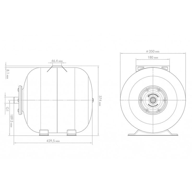 Гидроаккумулятор Джилекс ГПк 35 горизонтальный с комбинированным фланцем, арт. 7032