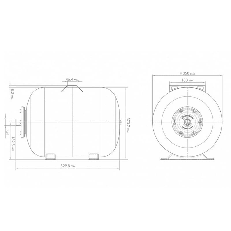Гидроаккумулятор Джилекс Г 50 горизонтальный с фланцем из оцинкованной стали, арт. 7050