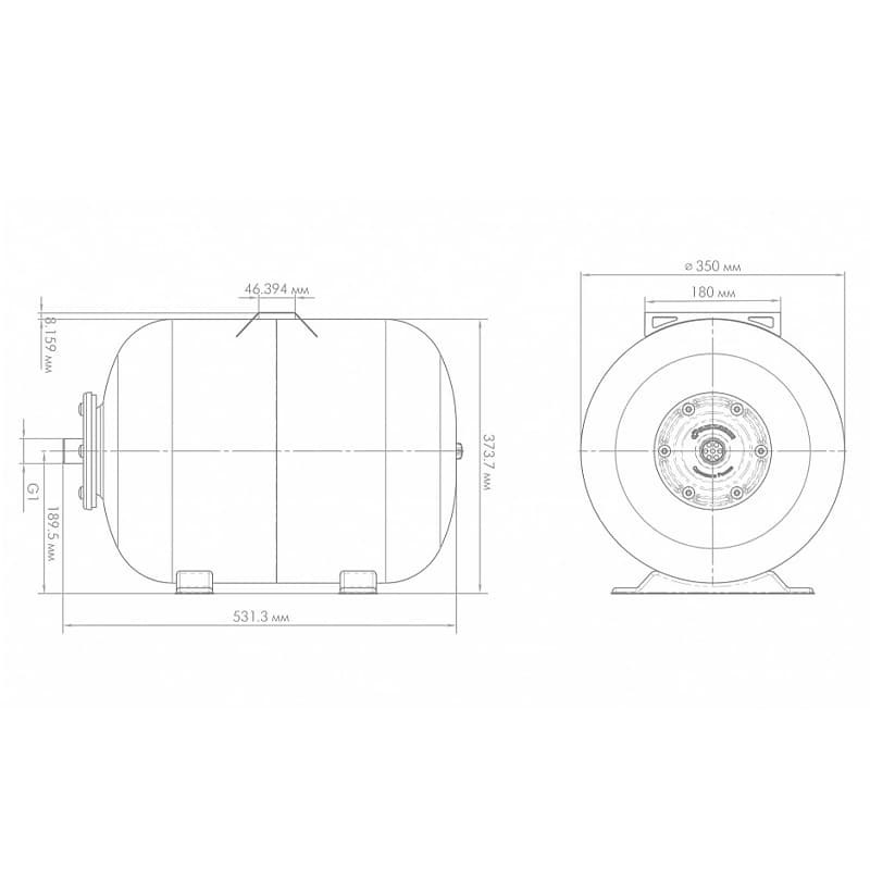 Гидроаккумулятор Джилекс ГПк 50 горизонтальный с комбинированным фланцем, арт. 7058