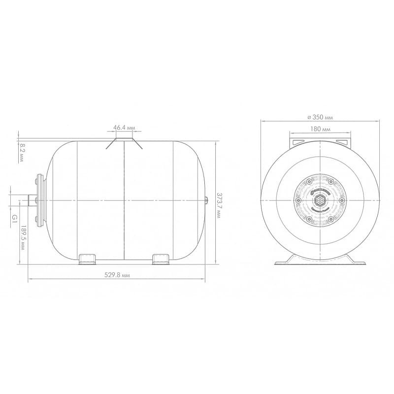 Гидроаккумулятор Джилекс Г 50 горизонтальный с фланцем из оцинкованной стали, арт. 7108