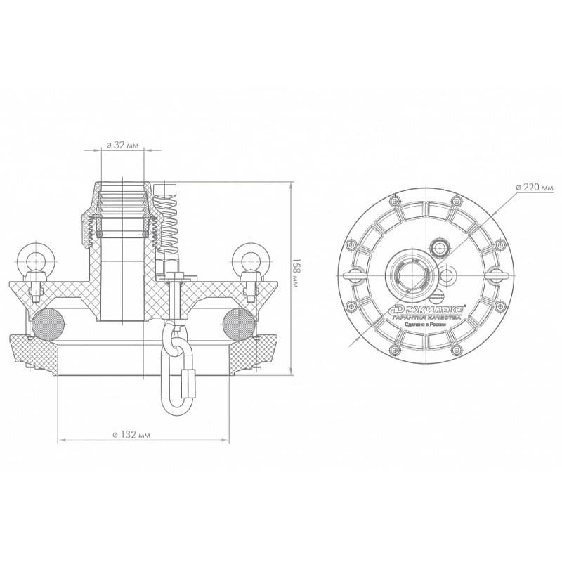 Оголовок скважинный Джилекс ОСП 110-130/32  пластмассовый, арт. 6003