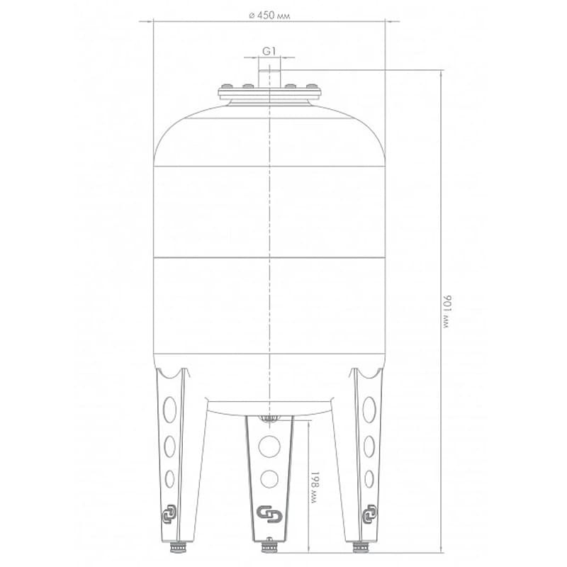 Расширительный бак Джилекс В 100 вертикальный с фланцем из оцинкованной стали, арт. 7790