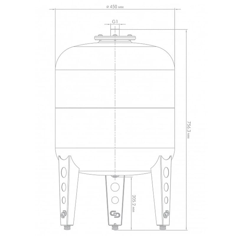 Расширительный бак Джилекс В 80 вертикальный с фланцем из оцинкованной стали, арт. 7780