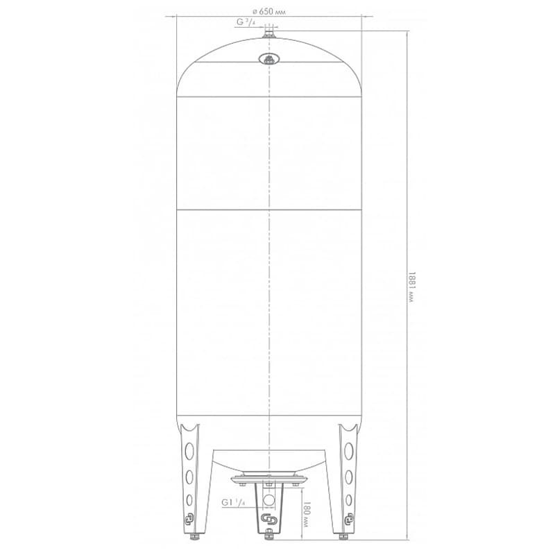 Расширительный бак Джилекс В 500 вертикальный с фланцем из оцинкованной стали, арт. 7796