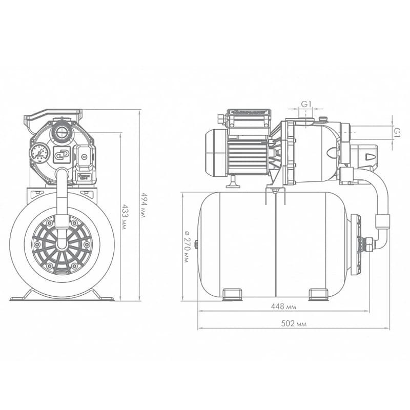 Поверхностный насос-автомат Джилекс ДЖАМБО 60/35 Ч-24 чугунный с гидроаккумулятором 24 л, арт. 4020