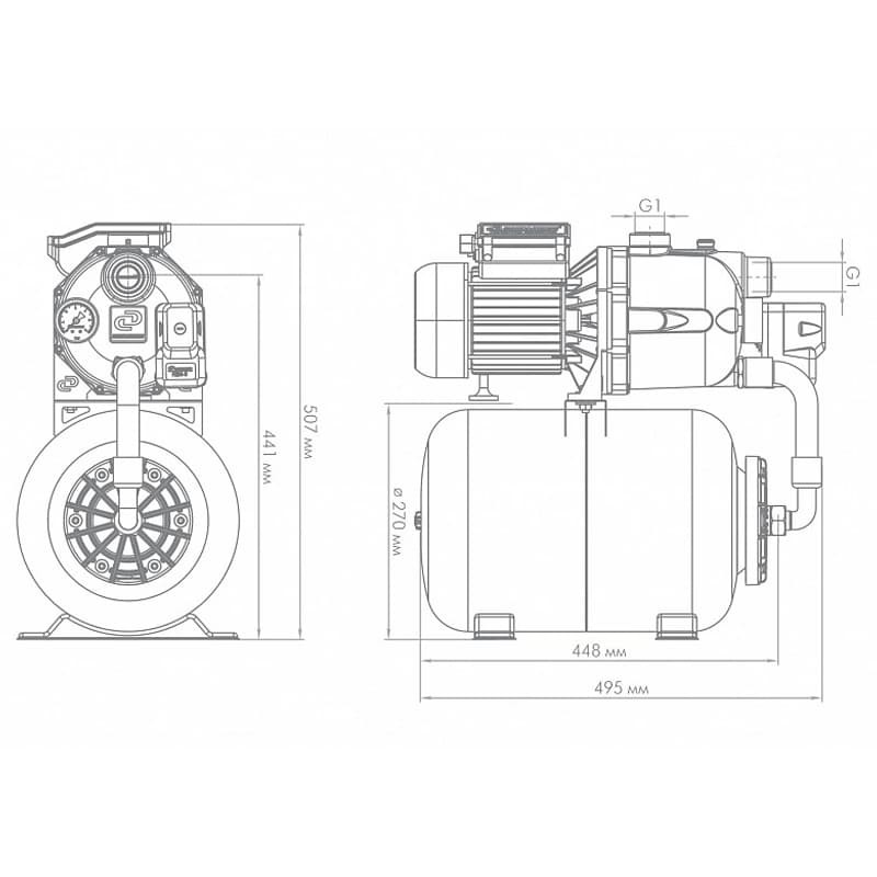 Поверхностный насос-автомат Джилекс ДЖАМБО 70/50 П-24 пластиковый с гидроаккумулятором 24 л, арт. 4721