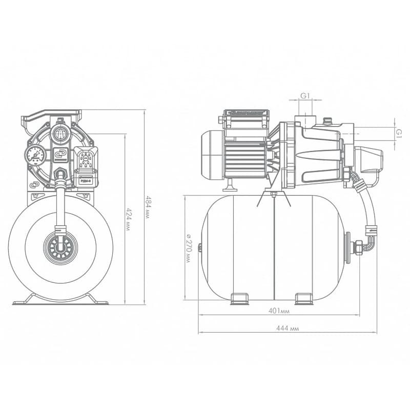 Поверхностный насос-автомат Джилекс ДЖАМБО 55/35 П-18 пластиковый с гидроаккумулятором 18 л, арт. 4019