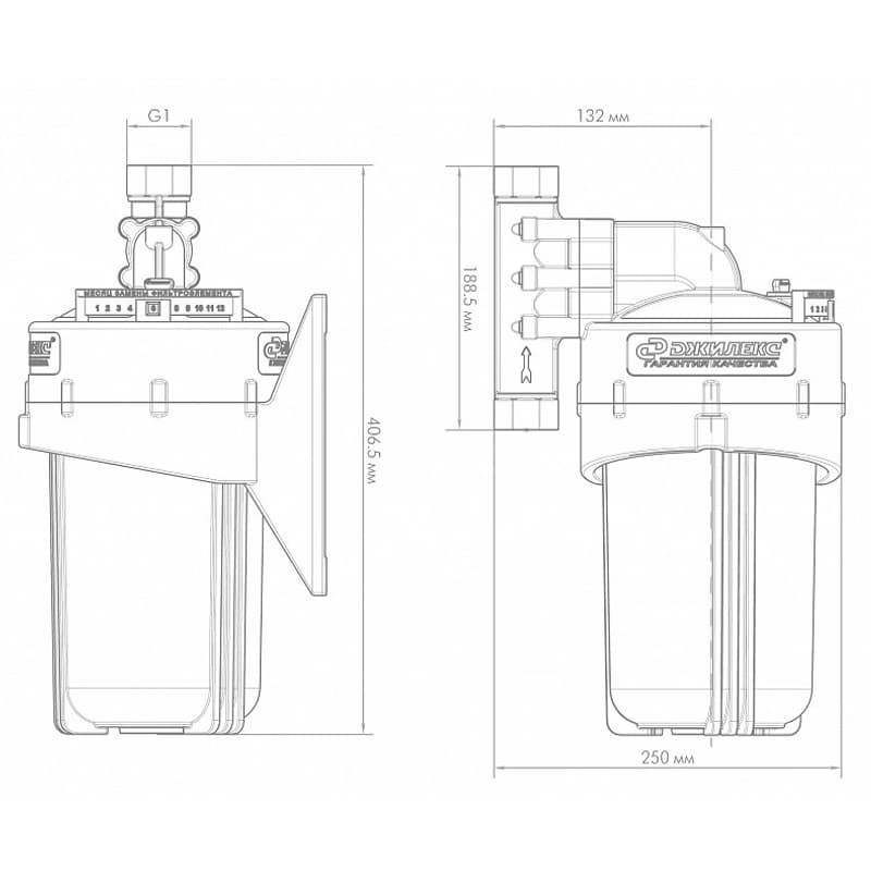 Корпус для картриджных фильтров Джилекс 1 М 10” В одноступенчатый с вертикальным подключением, арт. 9055