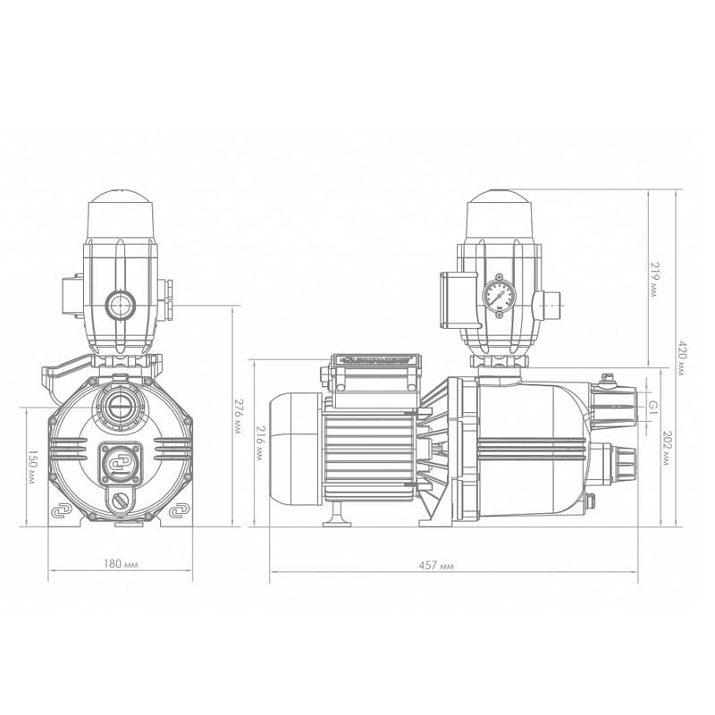 Поверхностный насос-автомат Джилекс ДЖАМБО Комфорт 70/50 П-К пластиковый с устройством, контролирующим наличие потока в магистрали, арт. 4001