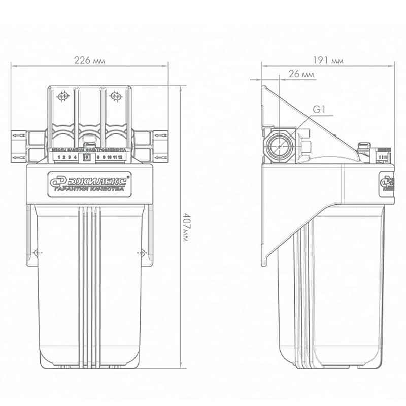 Корпус для картриджных фильтров Джилекс 1 М 10” Т одноступенчатый с тыльным/торцевым подключением, арт. 9056