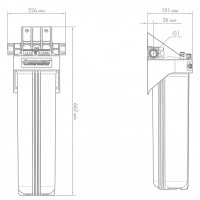 Корпус для картриджных фильтров Джилекс 1 М 20” Т одноступенчатый с тыльным/торцевым подключением, арт. 9061