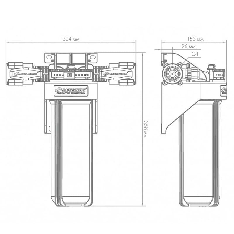 Корпус для картриджных фильтров Джилекс 1 М Т одноступенчатый с тыльным/торцевым подключением, арт. 9094